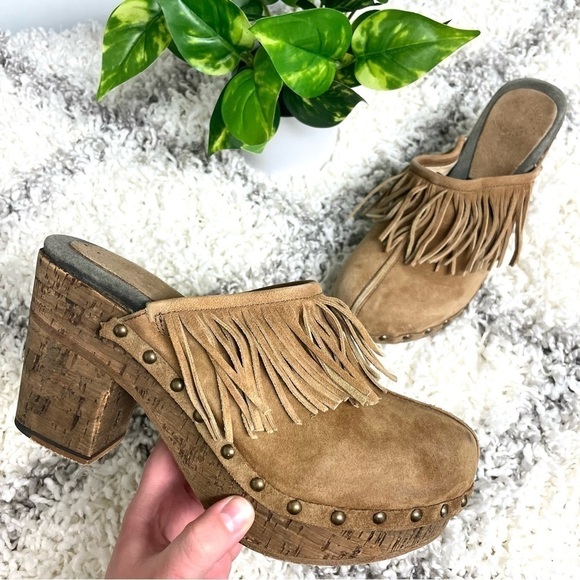 Fiorentini + Baker Fringe Leather Ding Clogs in Tan - Picture 4 of 14